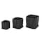 Black Square Wide Groove Textured Ceramic Planter Set